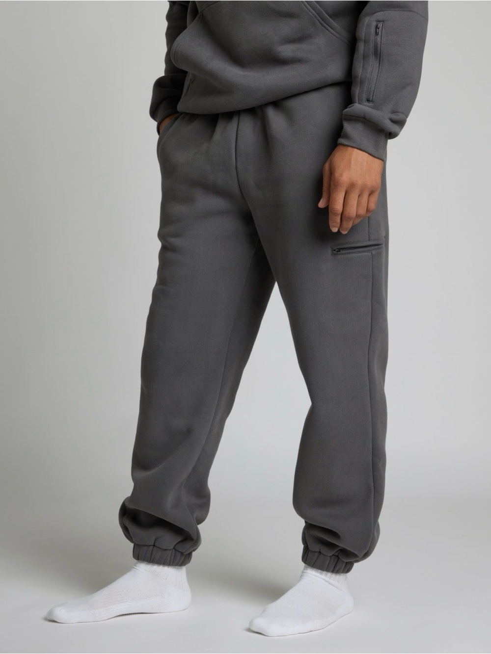Comfrt airplane Charcoal Jogger Sweatpants with Side Zip Pocket